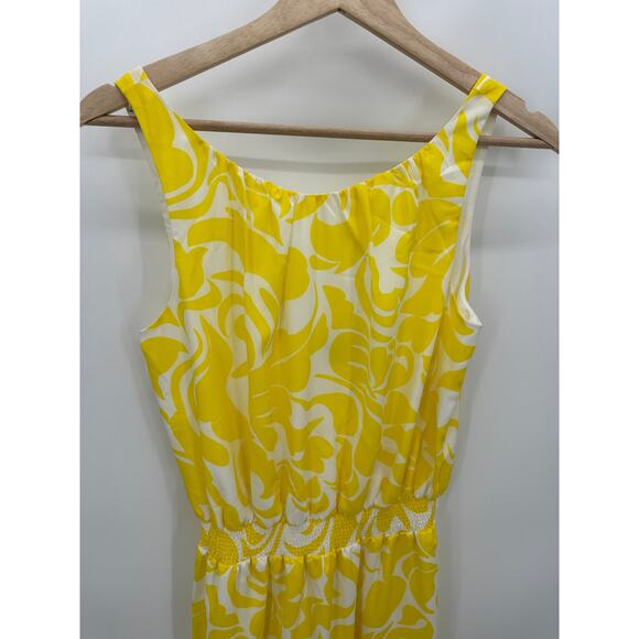 Ann Taylor Summer Scroll Print Yellow Sleeveless Maxi Dress Women's Size 2 - Picture 4 of 11